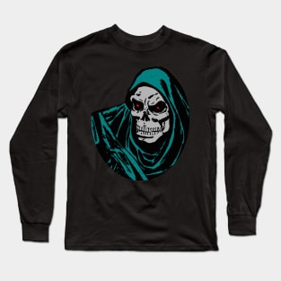 Reaper Skull In Hood Design Long Sleeve T-Shirt